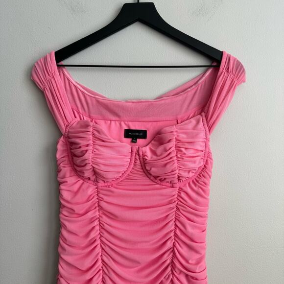 Majorelle Tabitha Ruched Mesh Midi Dress in Bubblegum Pink - Size Medium - Picture 5 of 14